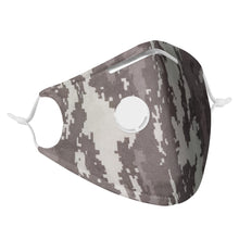 Load image into Gallery viewer, Nolen Legacy-Grey Camo Adjustable Face Mask w/ Nose Wire & Breathing Valve & PM2.5 Filter