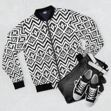 Load image into Gallery viewer, Nolen Legacy-Zulu Black &amp; White Men's AOP Bomber Jacket
